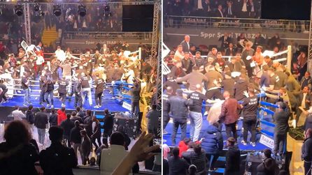 Trabzon'da boks şampiyonasında kavga çıktı, ring savaş alanına döndü