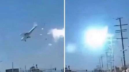 Kaliforniya'da iniş yapan uçak elektrik tellerine çarparak düştü