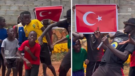 Ugandalı gençlerden Türkiye için futbol temalı sürpriz eylem