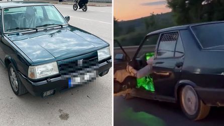 İnegöl'de tehlikeli sürüş anı, sürücü gözaltına alındı