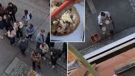 Oslo'da balkonundan pizza servisi yapan girişimci yoğun sipariş aldı