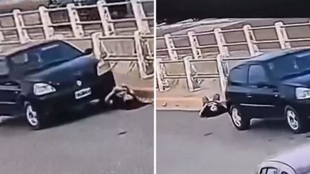 Kadın, aracın altında kalarak yaralanmaktan kurtuldu