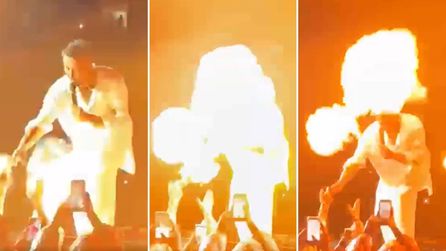 Tan Taşçı'nın konserinde alevler yükseldi, sanatçı soğukkanlı kaldı