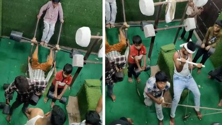 Hindistan'daki spor salonunda kalabalık görüntüler dikkat çekti