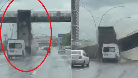 Ankara'da kamyon üst geçide çarptı, 3 kişi yaralandı