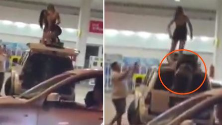 Benzin İstasyonunda Dans Eden Kadının Düşüşü Görüntülendi