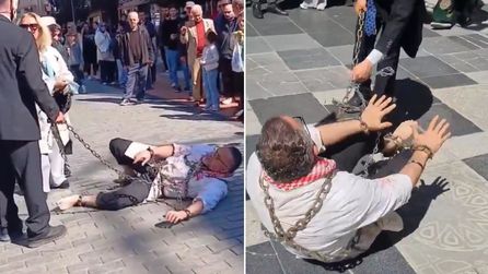 Trabzon'da İsrail'e karşı zincirli protesto eylemi gerçekleştirildi