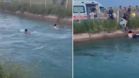 Kontrolden çıkan otomobil sulama kanalına düştü, 2 kadın kurtarıldı