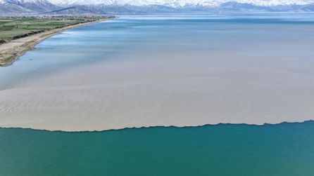 Van Gölü'nde debi artışı nedeniyle dikkat çeken renk değişimi