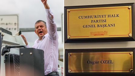 Özgür Özel, Meclis'e yürüyüşle ulaştı ve tabelasını astı