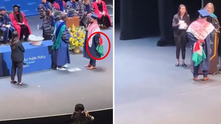 Filistin bayrağıyla sahneye çıkan öğrenci diplomasını alamadı