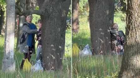 Kramatorsk'ta FPV dron tehdidi nedeniyle anne ve çocuk saklandı