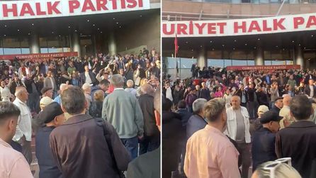 CHP Genel Merkezi önünde partililer slogan attı