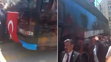 Özgür Özel'in İzmir mitinginde kullanılan seçim otobüsü Muharrem İnce'den