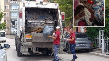 Amasya'da apartmandan çıkan atıklar için temizlik çalışması yapıldı