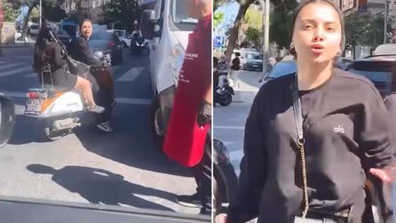 Kağıthane'de trafik tartışmasında kadın motosiklet sürücüsüne ceza kesildi