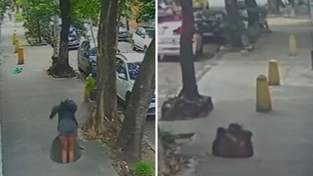 Rio de Janeiro'da kadın, gevşek logar kapağı nedeniyle çukura düştü