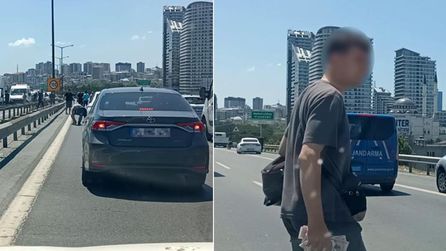 TEM Otoyolu'nda para saçıldı, sürücüler toplamak için bir araya geldi