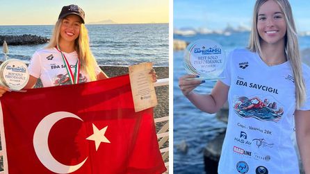 İzmirli Eda Savcıgil, İtalya'da açık deniz maratonunu kazandı