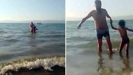 İznik Gölü'nde boğulma tehlikesi yaşayan çocuk için baba suya atladı