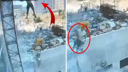 Aydın'da inşaatta yüksekten düşme olayı kamerada görüntülendi