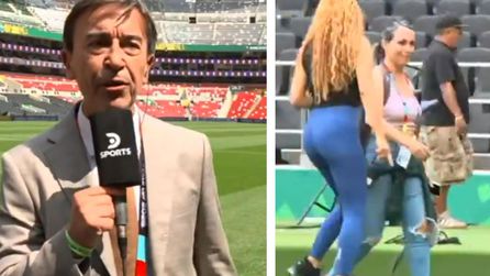 Spor muhabiri Shakira ile fotoğraf çektirmek için canlı yayını bıraktı