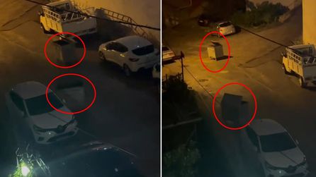 İstanbul'da gece yarısı hareket eden çöp konteynerleri görüntülendi