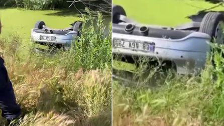 Aksaray'da drenaj kuyusunda otomobilden iki ceset çıkarıldı