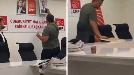 CHP'de liderlik değişimi sonrası Edirne'de portre indirildi