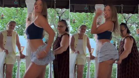 Dans Videosunda Genç Kızın Eteği Havalandı, Annesi Müdahale Etti