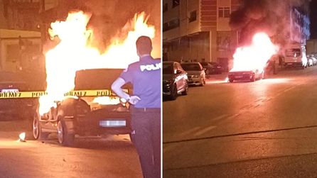 Elmadağ'da seyir halindeki otomobil alev aldı