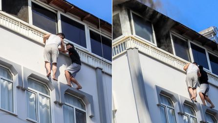 Antalya'da yangında mahsur kalan iki kişi itfaiye tarafından kurtarıldı