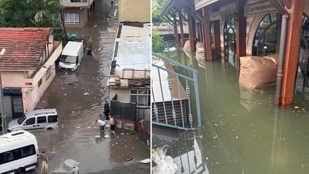 İstanbul'da yağışlar yolları suyla doldurdu, çarşıda hasar oluştu