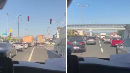 Düzce'de sürücüler ambulansa yol vererek dikkat çekti