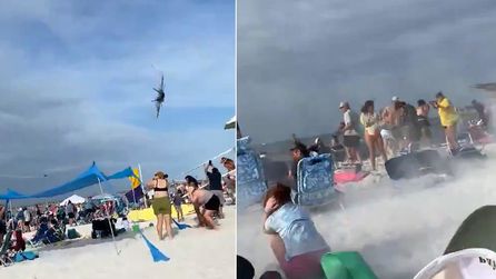 Florida'da savaş uçağının plaj üstünden alçak uçuşu paniğe yol açtı