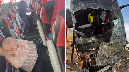 Aksaray'da yolcu otobüsü kazasında 40 kişi yaralandı