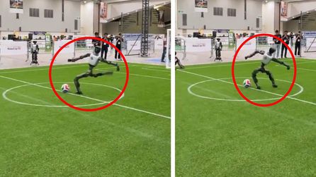 Robotun futbol şut denemesi başarısızlıkla sonuçlandı