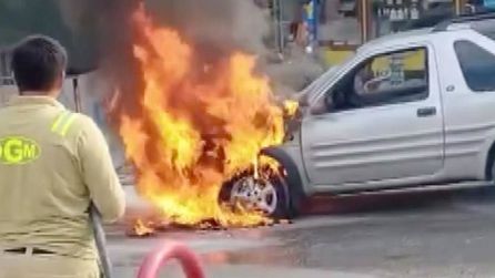 Kastamonu'da cip yangını, sürücü zorla araçtan çıkabildi