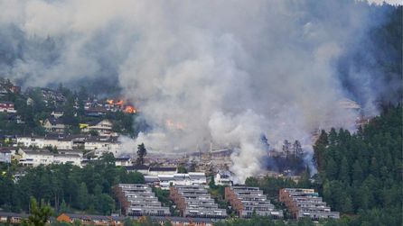 Norveç'te yangın felaketi: Drammen kentinde 100 ev yandı