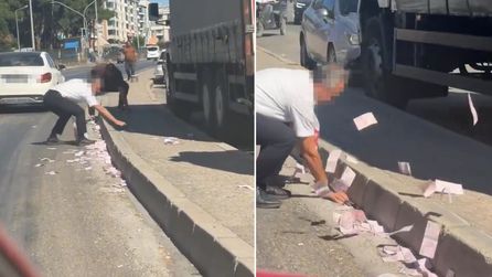 İzmir'de Yolda Para Saçıldı, Paniğe Neden Oldu