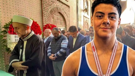 Bursa'da 13 yaşındaki güreşçi Yusuf Taha Turp'un cenazesi yapıldı