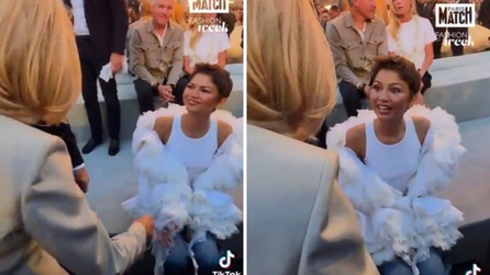 Zendaya, Brigitte Macron ile selamlaşırken ayağa kalkmadığı için eleştirildi