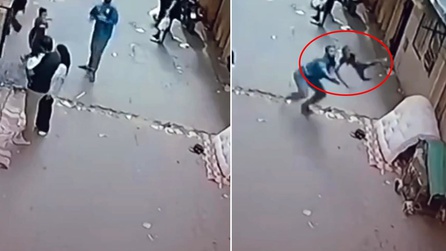 Mısır'da çocuk düşerken kurtarıldı